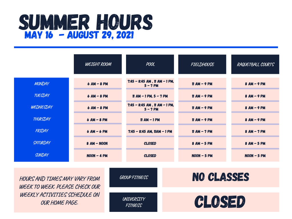 Hours UWW Rec Sports